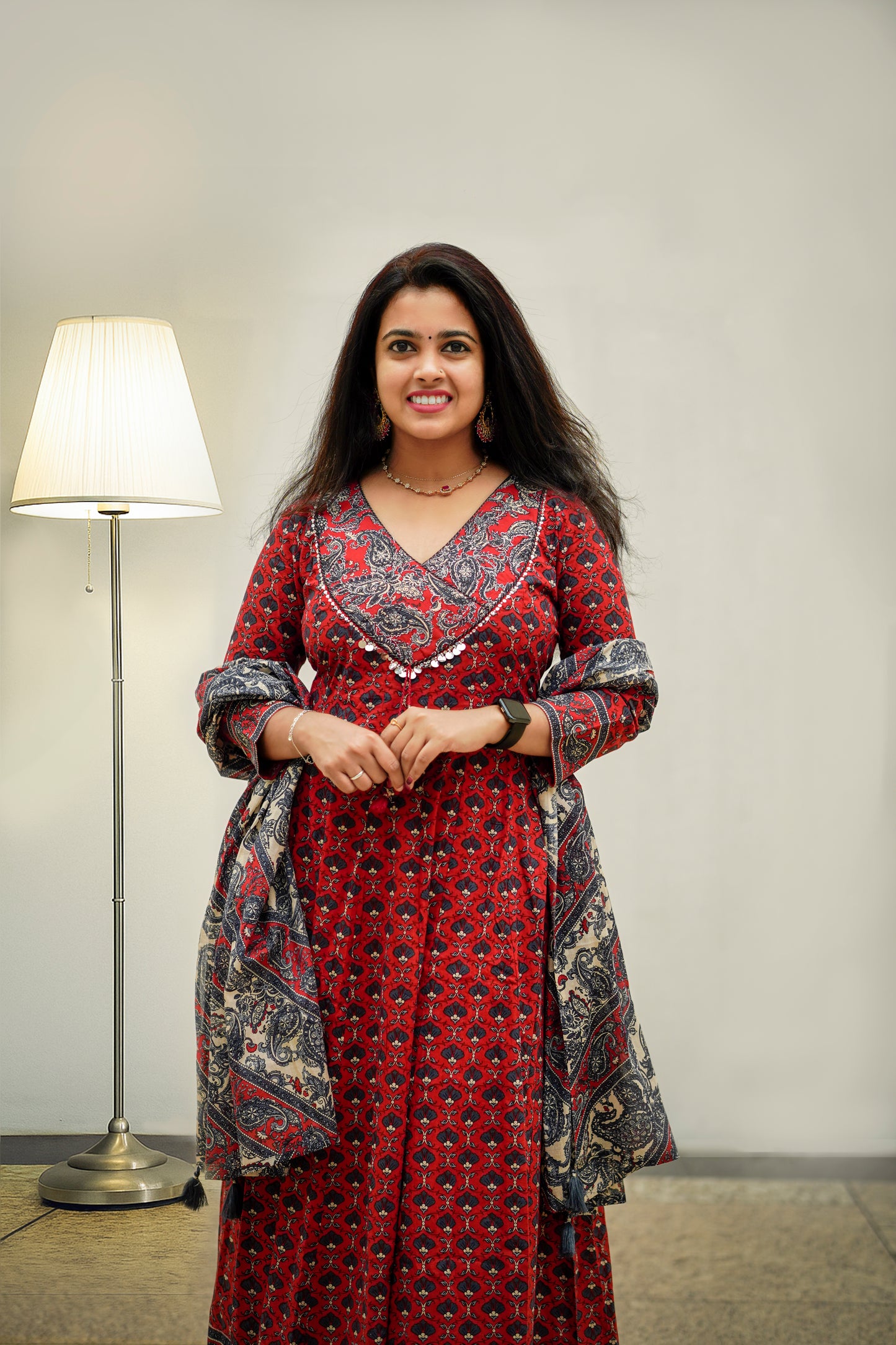 Red Anarkali Umbralla Cut P-1209