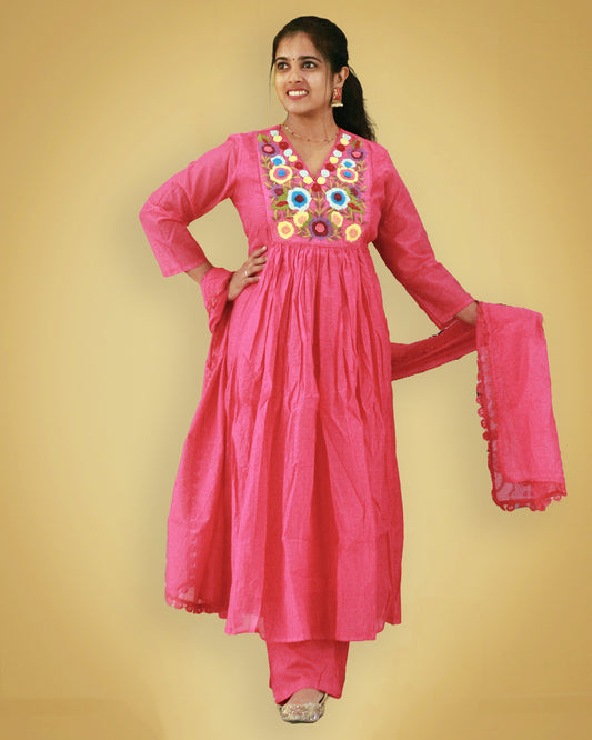 Pink Mulchanderi Anarkali P-1503