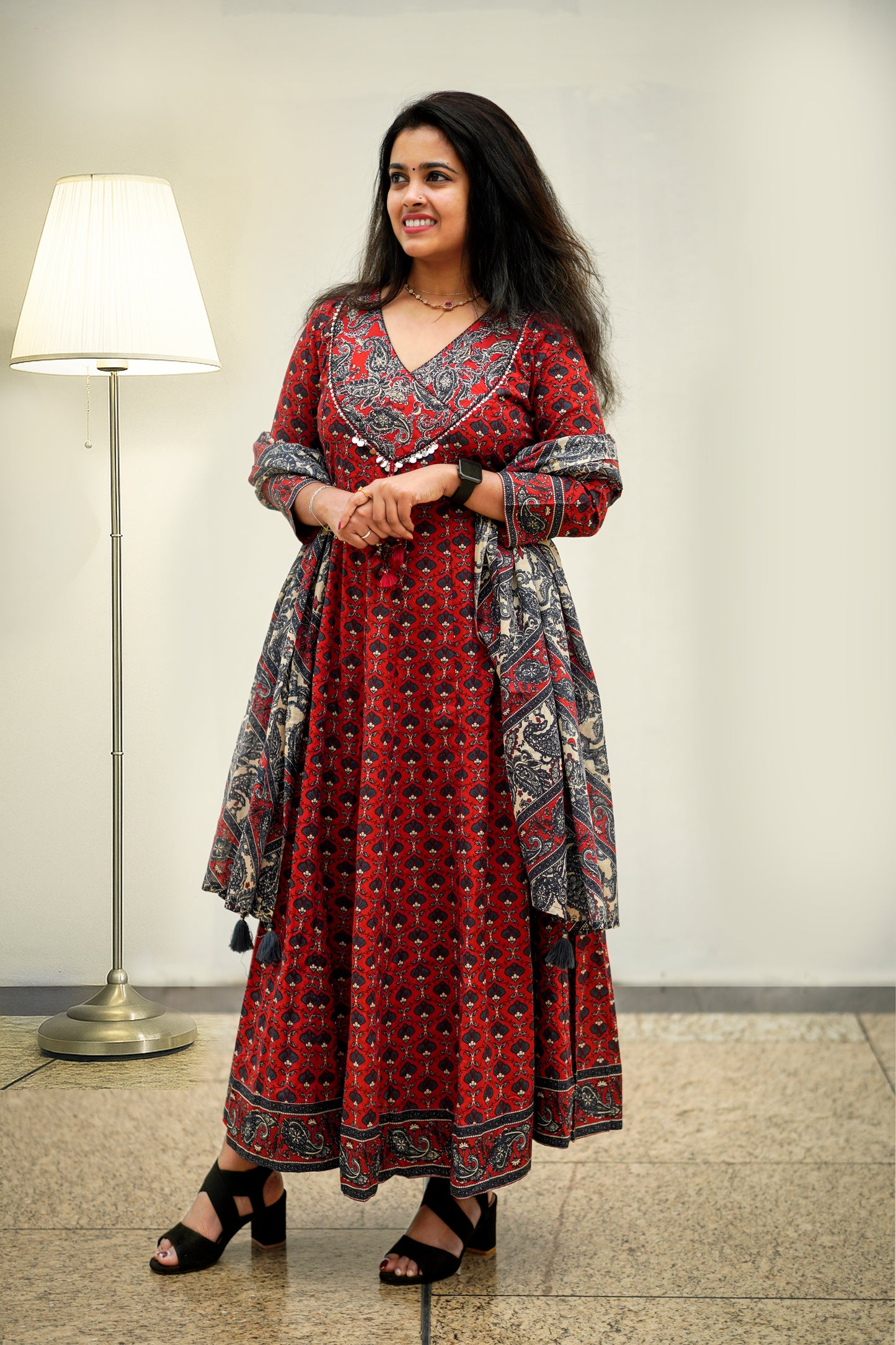 Red Anarkali Umbralla Cut   P-1209