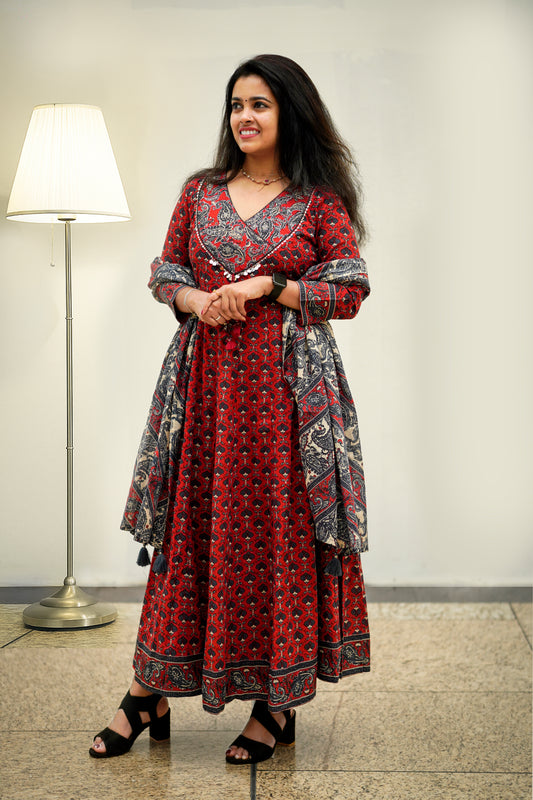 Red Anarkali Umbralla Cut   P-1209