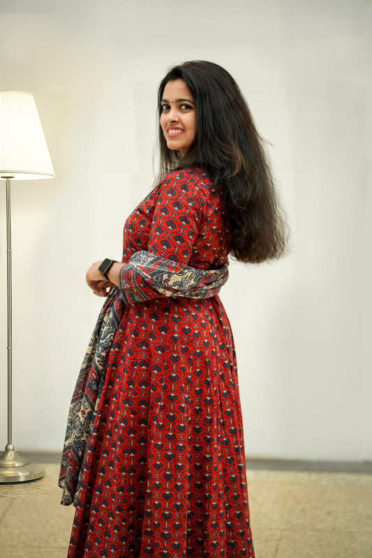 Red Anarkali Umbralla Cut   P-1209